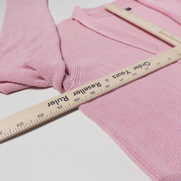 Eileen Fisher Cardigan Women M Pink Cotton Silk Italian Yarn Open Front Sweater - Picture 9 of 10